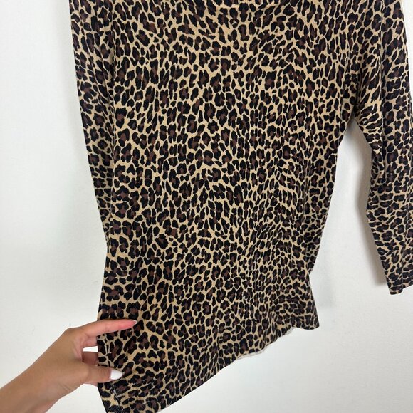 J.Crew 100% Merino Wool Leopard Print Pullover Sweater M Boho Soft Casual Cozy - Picture 5 of 10